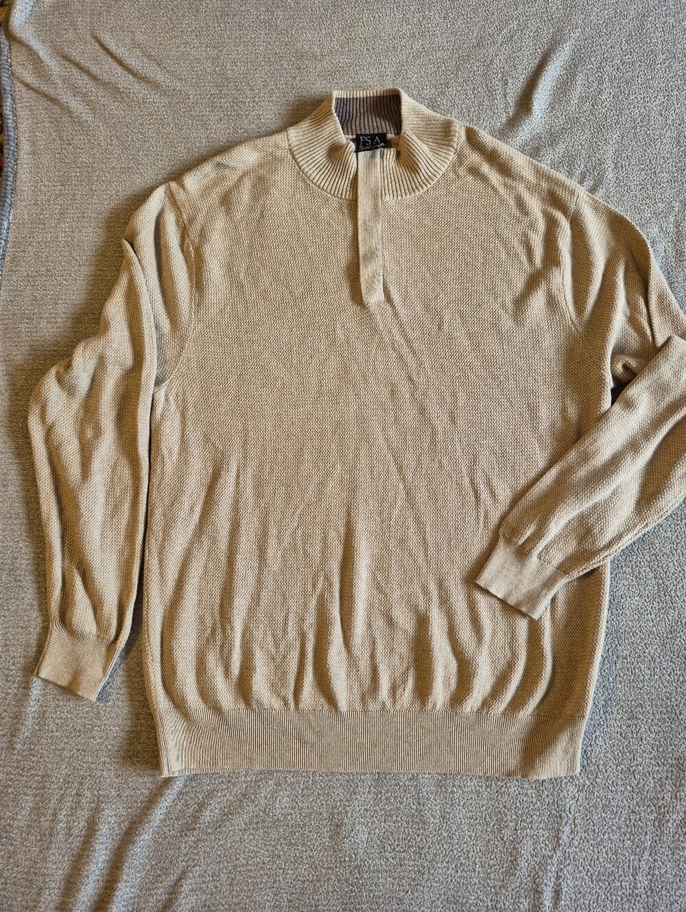 Jos A Banks 1/4 Zip Cotton Sweater XL Waffle Knit Layer Collegiate Business